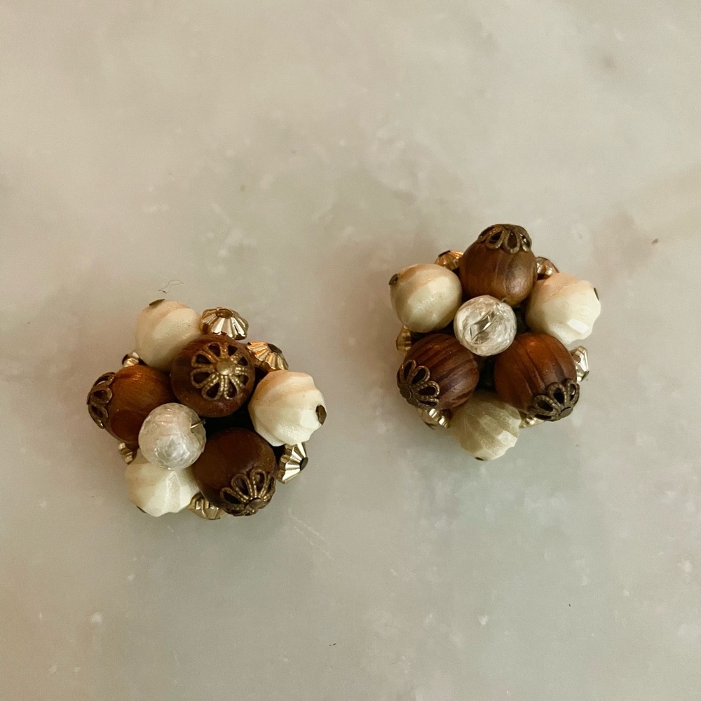 Vintage Germany Signed Brown Earrings